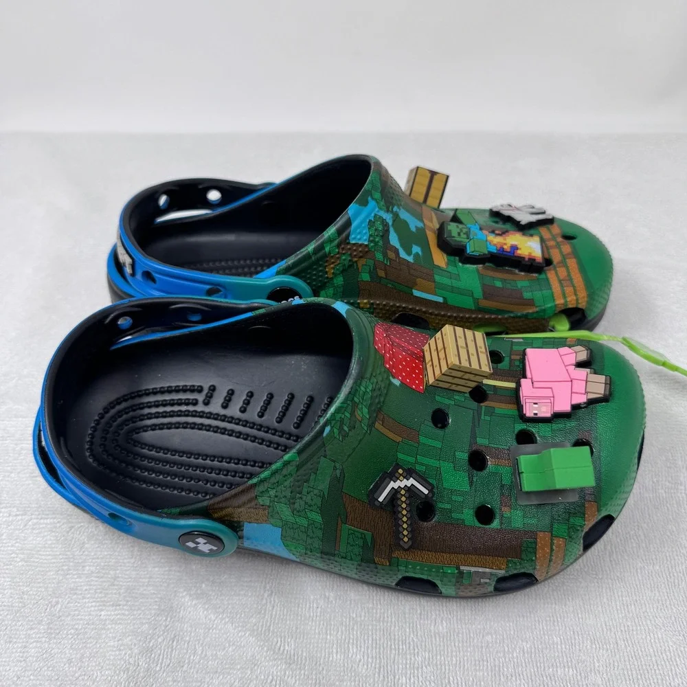 Crocs Minecraft Classic Clog K Light Up Green/Blue Pixel Kids J4 210830-90H